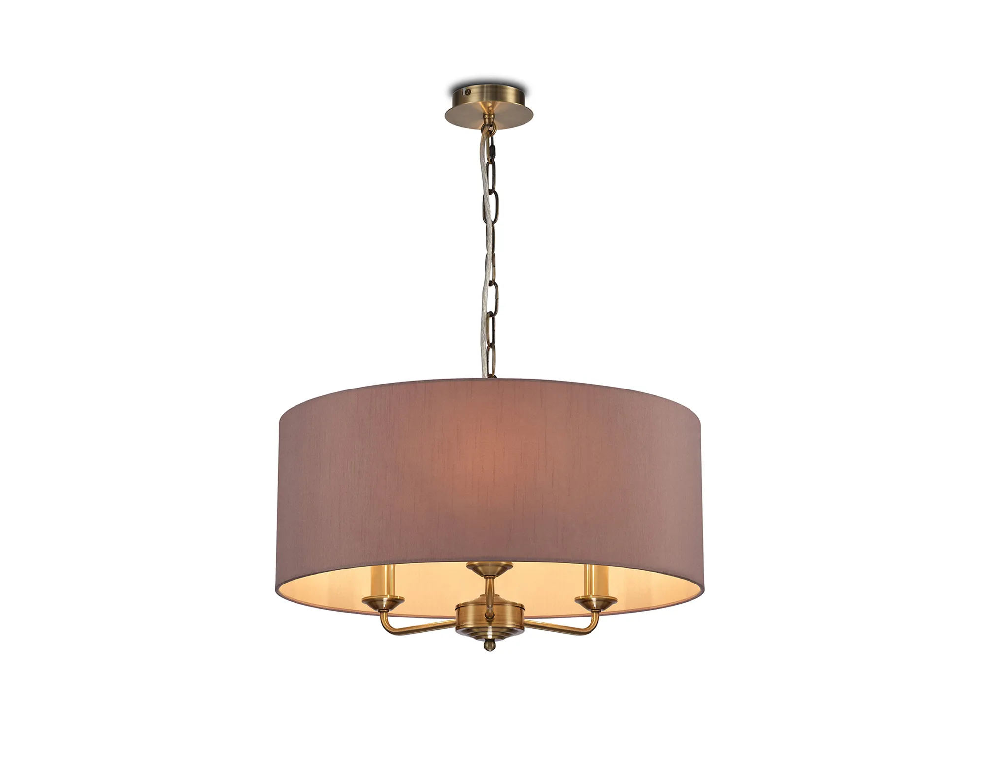 DK0052  Banyan 50cm 3 Light Pendant Antique Brass; Taupe/Halo Gold